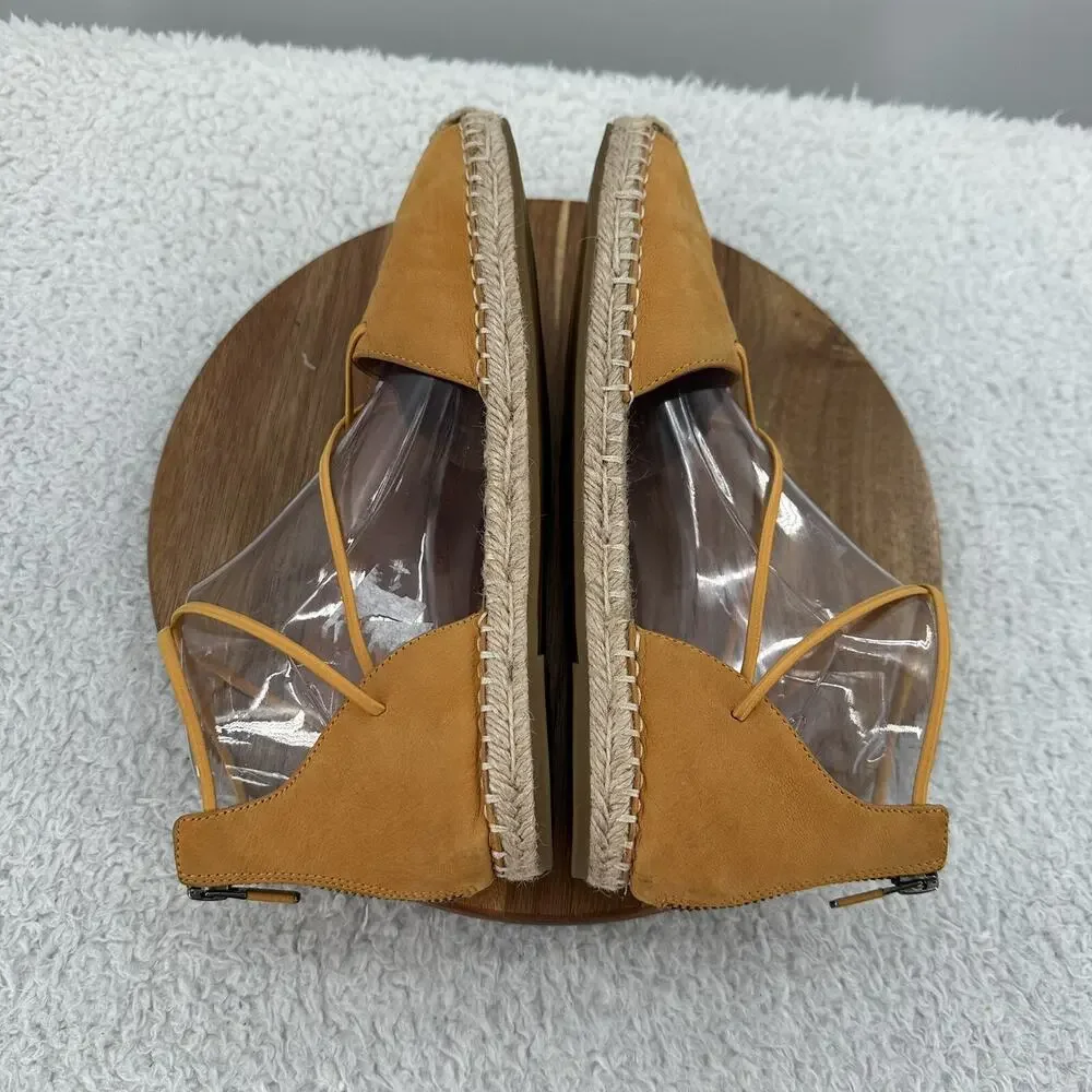 Eileen Fisher‎ Shoe Womens 8 Yellow Tan Suede Leather Elastic Flat Espadrilles